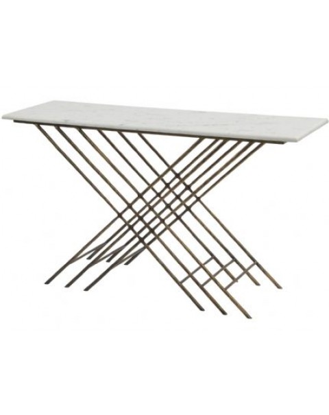 Libra Nolita White Marble And Antique Gold Console Table